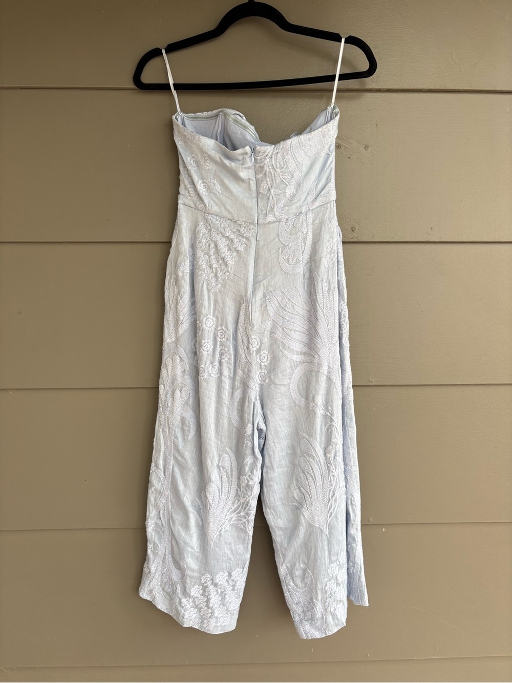 Anthropologie Aijek Natalia Embroidered Silk Linen Strapless Jumpsuit - Picture 5 of 16